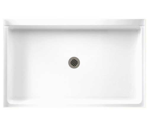 Swanstone 34 x 54 Veritek Alcove Shower Pan with Center Drain in White - FF03454MD.010