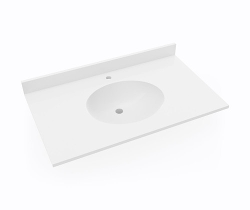 Swanstone Ellipse 22 x 37 Single Bowl Vanity Top in White - VT02237.010