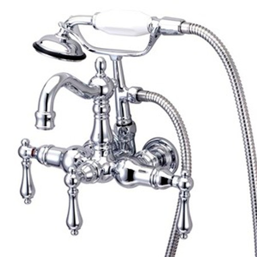 Kingston Brass 3-3/8" Wall Mount Clawfoot Tub Filler Faucet with Hand Shower - Polished Chrome CC1008T1