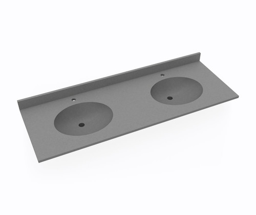 Swanstone Ellipse 22 x 61 Double Bowl Vanity Top in Ash Gray - VT022612B.203