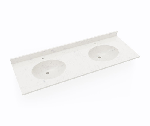 Swanstone Ellipse 22 x 61 Double Bowl Vanity Top in Carrara - VT022612B.221