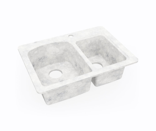 Swanstone 18 x 25 Undermount Or Drop-In Double Bowl Sink in Ice - KS02518DB.130