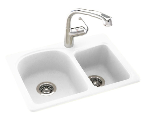 Swanstone KS02518DB.010 18 x 25  Undermount Or Drop-In Double Bowl Sink in White