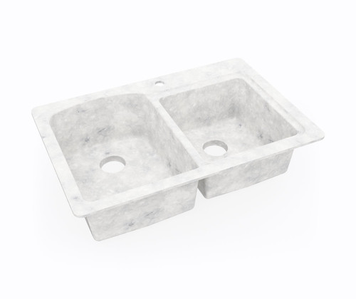 Swanstone KS03322DB.130 22 x 33 Undermount Or Drop-In Double Bowl Sink in Ice