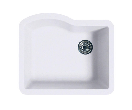 Swanstone 22" x 25" Granite Undermount Single Bowl Sink in Opal White - QU02522SB.210