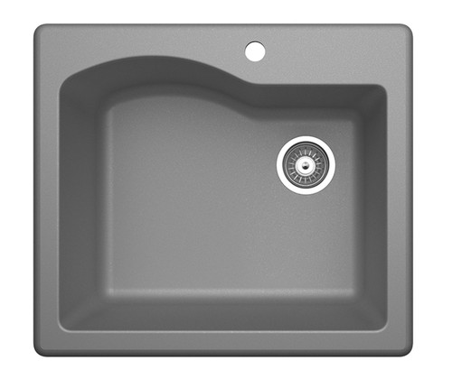 Swanstone 22 x 25 Granite Drop in Single Bowl Sink in Metallico - QZ02522SB.173