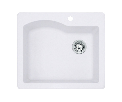 Swanstone 22 x 25 Granite Drop in Single Bowl Sink in Opal White - QZ02522SB.210