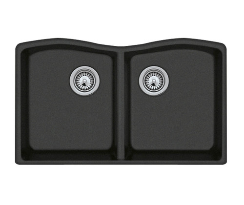 Swanstone 22 x 33 Granite Undermount Double Bowl Sink in Nero - QU03322ED.077