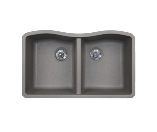Swanstone QU03322ED.173 22 x 33 Granite Undermount Double Bowl Sink in Metallico