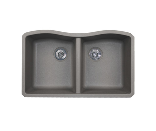 Swanstone 22 x 33 Granite Undermount Double Bowl Sink in Metallico - QU03322ED.173
