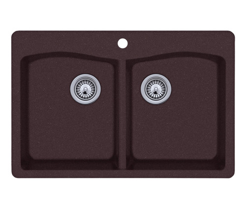 Swanstone 22 x 33 Granite Drop in Double Bowl Sink in Espresso - QZ03322ED.170