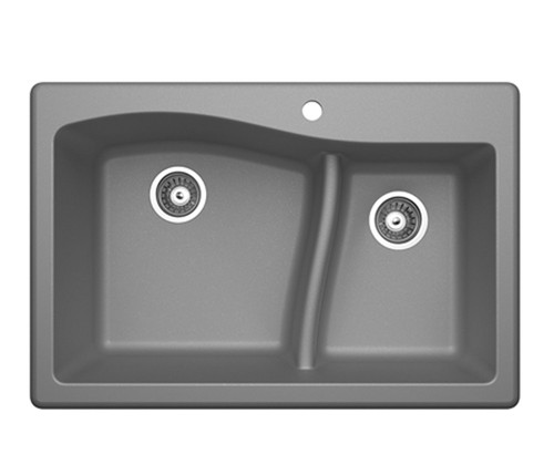 Swanstone 22 x 33 Granite Drop in Double Bowl Sink in Metallico - QZ03322LS.173