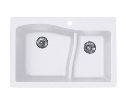 Swanstone 22 x 33 Granite Drop in Double Bowl Sink in Opal White - QZ03322LS.210