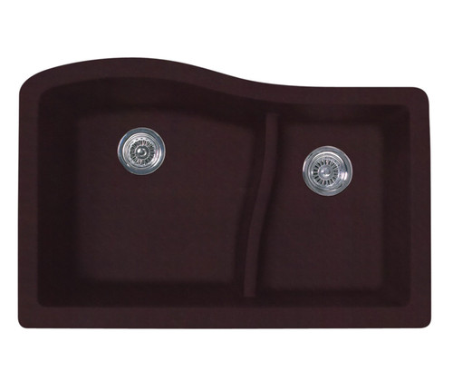 Swanstone 22 x 33 Granite Undermount Double Bowl Sink in Espresso - QU03322LS.170