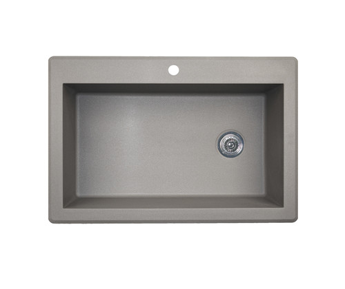 Swanstone QZ03322SB.173 22 x 33 Granite Drop in Single Bowl Sink in Metallico