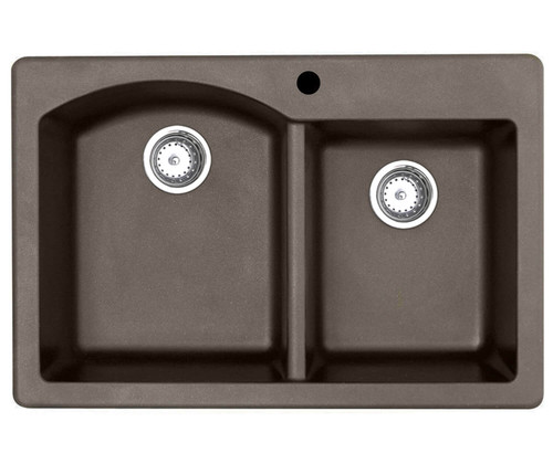 Swanstone 22 x 33 Granite Drop in Double Bowl Sink in Espresso - QZ03322DB.170