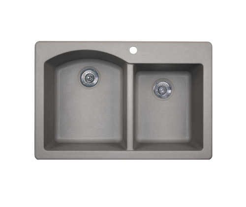 Swanstone 22 x 33 Granite Drop in Double Bowl Sink in Metallico - QZ03322DB.173
