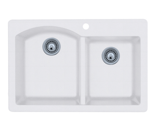Swanstone 22 x 33 Granite Drop in Double Bowl Sink in Opal White - QZ03322DB.210