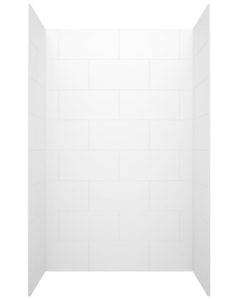 Swanstone 36 x 36 x 72 Traditional Subway Tile Glue up Bathtub and Shower Wall Kit in White - TSMK723636.010