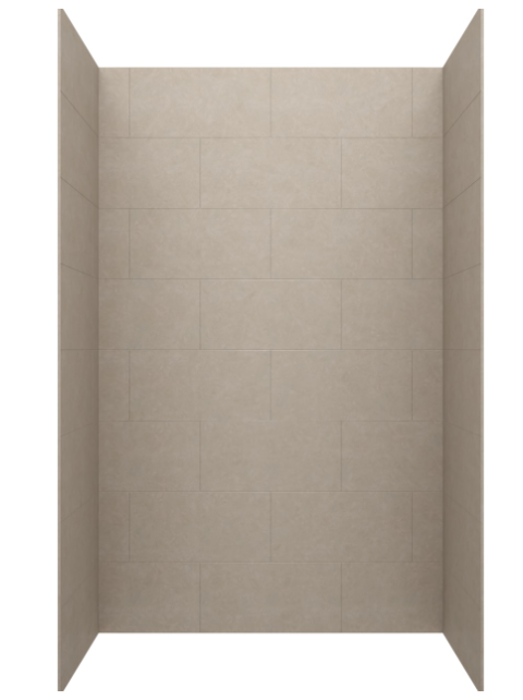 Swanstone 36 x 36 x 72 Traditional Subway Tile Glue up Bathtub and Shower Wall Kit in Limestone - TSMK723636.218
