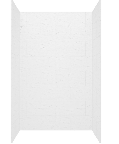 Swanstone 36 x 36 x 72 Traditional Subway Tile Glue up Bathtub and Shower Wall Kit in Carrara - TSMK723636.221