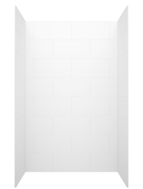Swanstone 34 x 50 x 84 Traditional Subway Tile Glue up Shower Wall Kit in White - TSMK843450.010