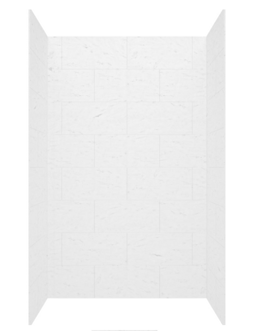 Swanstone 34 x 50 x 84 Traditional Subway Tile Glue up Shower Wall Kit in Carrara - TSMK843450.221