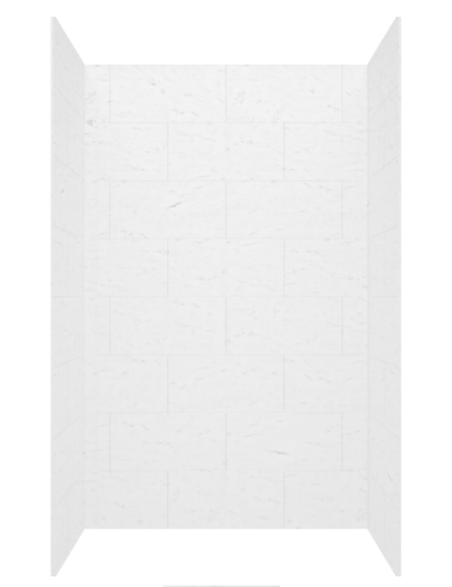 Swanstone 34 x 50 x 84 Traditional Subway Tile Glue up Shower Wall Kit in Carrara - TSMK843450.221