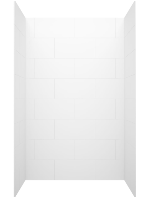 Swanstone 34 x 42 x 72 Traditional Subway Tile Glue up Bathtub and Shower Wall Kit in White - TSMK723442.010