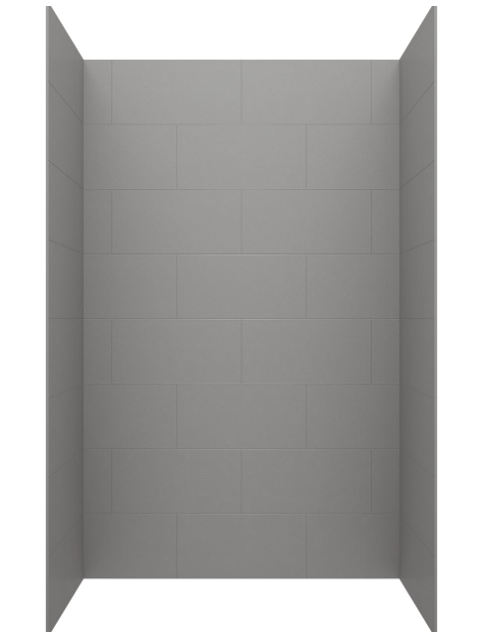 Swanstone 34 x 42 x 72 Traditional Subway Tile Glue up Bathtub and Shower Wall Kit in Ash Gray - TSMK723442.203