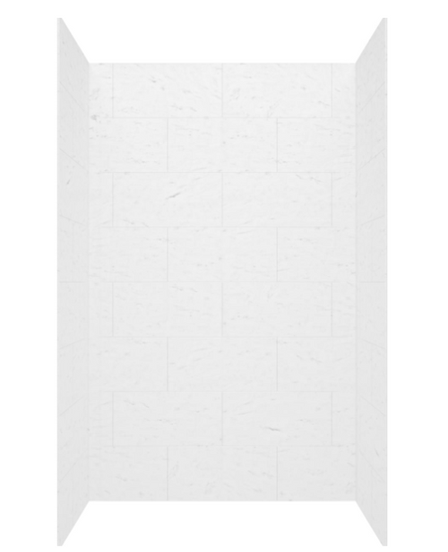 Swanstone 34 x 42 x 72 Traditional Subway Tile Glue up Bathtub and Shower Wall Kit in Carrara - TSMK723442.221