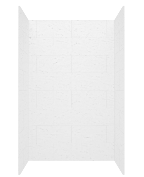 Swanstone 34" x 42" x 72 Traditional Subway Tile Glue up Bathtub and Shower Wall Kit in Carrara - TSMK723442.221