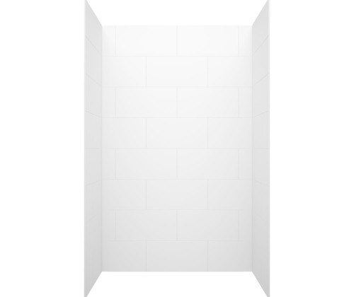 Swanstone TSMK843636.011 36 x 36 x 84 Traditional Subway Tile Glue up Shower Wall Kit in Tahiti White
