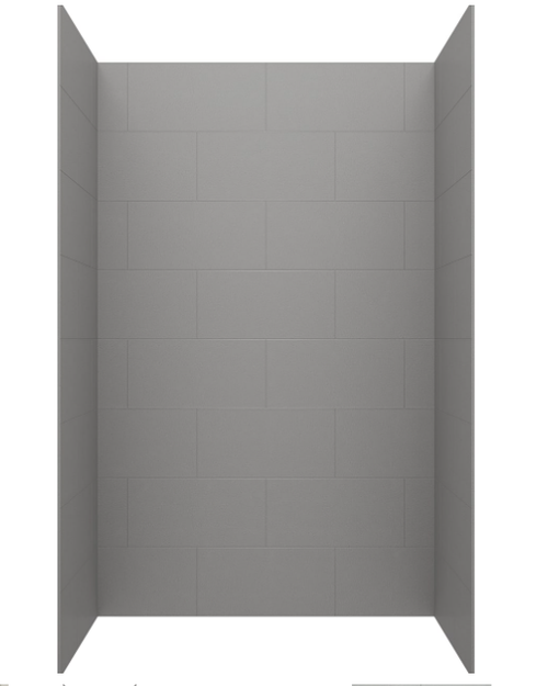 Swanstone 34" x 50" x 72 Traditional Subway Tile Glue up Bathtub and Shower Wall Kit in Ash Gray - TSMK723450.203