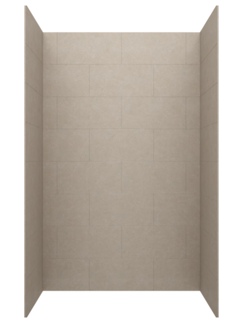 Swanstone 34 x 50 x 72 Traditional Subway Tile Glue up Bathtub and Shower Wall Kit in Limestone - TSMK723450.218