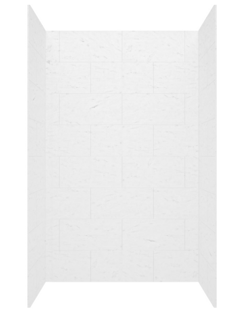 Swanstone 34 x 50 x 72 Traditional Subway Tile Glue up Bathtub and Shower Wall Kit in Carrara - TSMK723450.221