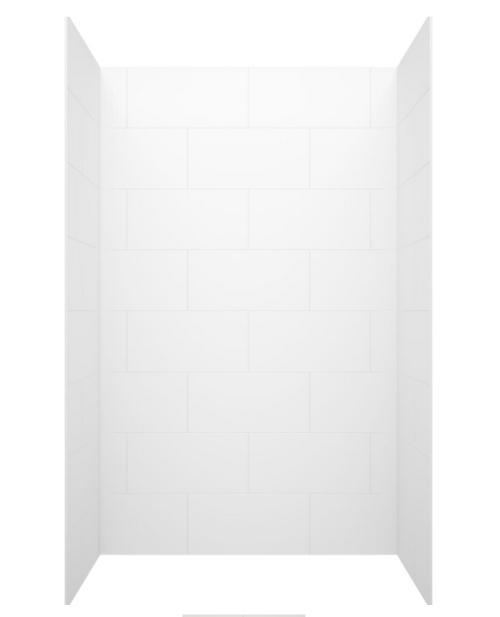 Swanstone 36 x 36 x 96 Traditional Subway Tile Glue up Shower Wall Kit in White - TSMK963636.010