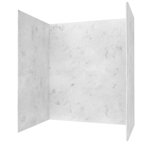 Swanstone 42 x 62 x 72 Traditional Subway Tile Glue up Bathtub and Shower Wall Kit in Carrara - TSMK724262.221