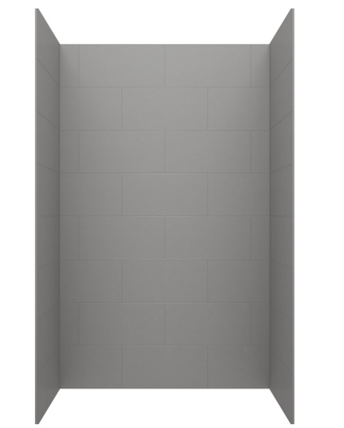 Swanstone 32 x 50 x 96 Traditional Subway Tile Glue up Shower Wall Kit in Ash Gray - TSMK963250.203
