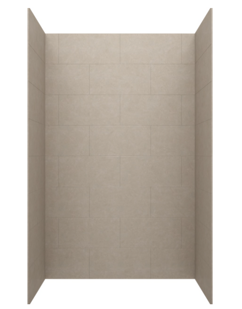 Swanstone 32 x 50 x 96 Traditional Subway Tile Glue up Shower Wall Kit in Limestone - TSMK963250.218