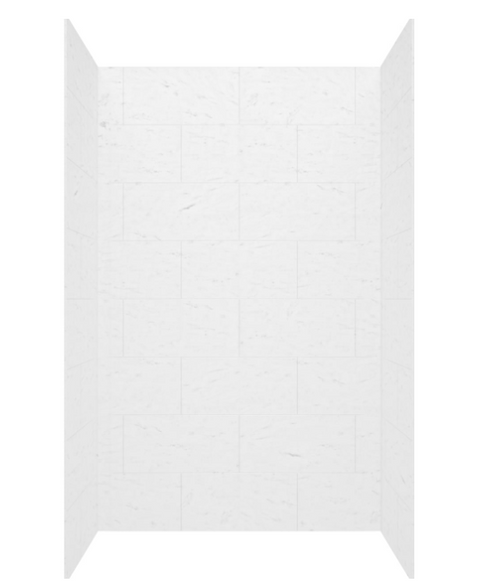 Swanstone TSMK963450.221 34 x 50 x 96 Traditional Subway Tile Glue up Shower Wall Kit in Carrara