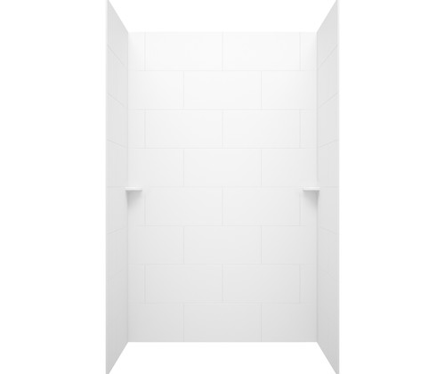 Swanstone 36 x 62 x 96 Traditional Subway Tile Glue up Shower Wall Kit in White - TSMK963662.010