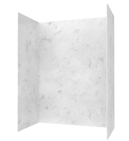 Swanstone 42 x 62 x 84 Traditional Subway Tile Glue up Shower Wall Kit in Carrara - TSMK844262.221
