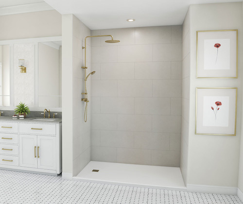 Swanstone TSMK843462.226 34 x 62 x 84 Traditional Subway Tile Glue up Shower Wall Kit in Birch