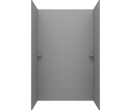 Swanstone 32 x 62 x 84 Modern Subway Tile Glue up Shower Wall Kit in Ash Gray - MSMK843262.203