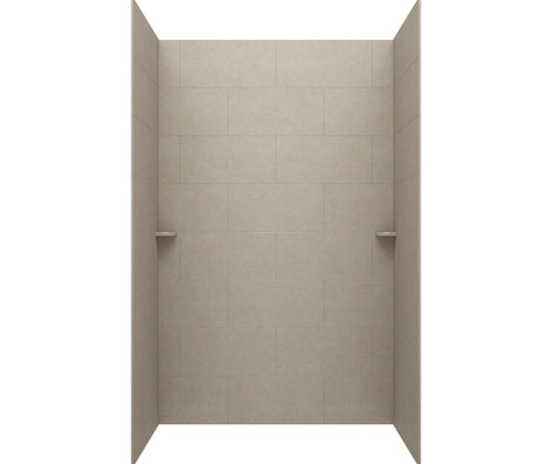 Swanstone 30 x 62 x 96 Traditional Subway Tile Glue up Shower Wall Kit in Limestone - TSMK963062.218