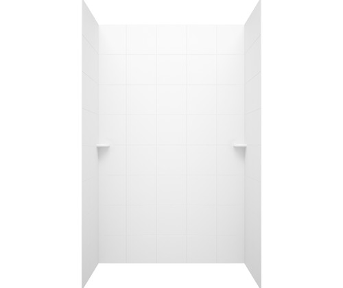 Swanstone SQMK963662.010 36 x 62 x 96  Square Tile Glue up Shower Wall Kit in White