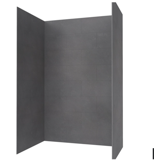 Swanstone TSMK964262.209 42 x 62 x 96  Traditional Subway Tile Glue up Shower Wall Kit in Charcoal Gray