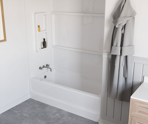 Swanstone 30 x 60 x 60 Veritek Smooth Direct to Stud Tub Wall Kit in White - BA03060.010