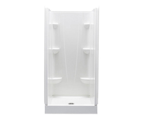 Swanstone 32 x 32 Solid Surface Alcove Center Drain Four-Piece Shower in White - VP3232CS.010